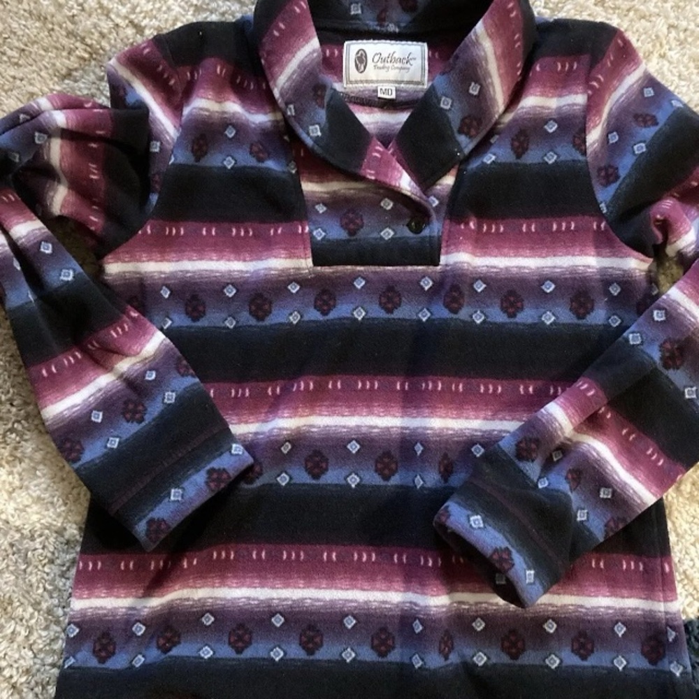 Women's Long Sleeve Striped Tee - Black and Purple